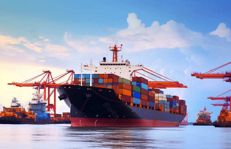 港口货运码头集装箱船与码头起重机工具用于进出口行业和货运物流贸易航运摄影真实,高清,摄影图,摄影图片,图片大全,摄影图免费下载